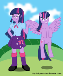 Size: 1024x1231 | Tagged: safe, artist:migueruchan, twilight sparkle, twilight sparkle (alicorn), alicorn, equestria girls, creepy, human ponidox, humanized, square crossover