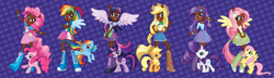 Size: 1600x463 | Tagged: safe, edit, applejack, fluttershy, rainbow dash, rarity, twilight sparkle, equestria girls, blackwashing, recolor, twoiloight spahkle