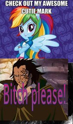 Size: 148x250 | Tagged: safe, rainbow dash, equestria girls, awesome cutie mark, exploitable meme, meme, monkey d. dragon, one piece