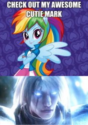 Size: 524x743 | Tagged: safe, rainbow dash, equestria girls, awesome cutie mark, exploitable meme, meme, siegfried, soul calibur