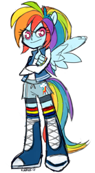 Size: 500x903 | Tagged: safe, artist:kunaike, rainbow dash, equestria girls, ponied up, redesign, solo