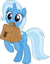 Size: 3000x3789 | Tagged: safe, artist:sollace, derpibooru import, trixie, pony, unicorn, to saddlebags and back again, to where and back again, .svg available, :3, bags, bipedal, cute, diatrixes, full body, looking at you, mouth hold, rearing, saddle bag, simple background, smiling, solo, transparent background, vector