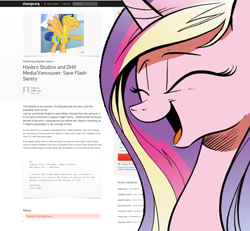 Size: 1764x1627 | Tagged: safe, flash sentry, princess cadance, alicorn, pony, cadance laughs at your misery, change.org, exploitable meme, meme, petition