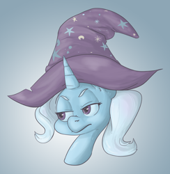 Size: 1150x1180 | Tagged: safe, artist:tentinythimbles, derpibooru import, trixie, pony, unicorn, bust, hat, portrait, solo, trixie's hat