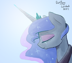 Size: 1400x1223 | Tagged: safe, artist:darkflame75, princess luna, alicorn, pony, crying, lunadoodle, solo