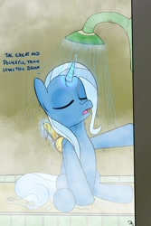 Size: 2000x3000 | Tagged: safe, artist:dennyhooves, derpibooru import, trixie, high res, shower, wet mane