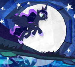 Size: 900x801 | Tagged: safe, artist:pixelkitties, princess luna, alicorn, pony, moon, night, solo