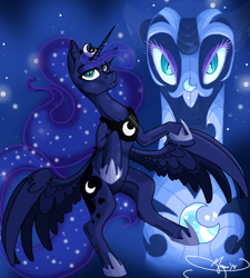 Size: 900x1000 | Tagged: safe, nightmare moon, princess luna, alicorn, pony, female, horn, mare, solo, stars