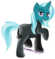 Size: 714x756 | Tagged: safe, artist:kamaete-ink, derpibooru import, trixie, pony, unicorn, blue coat, catsuit, female, horn, mare, solo, two toned mane