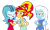 Size: 1024x623 | Tagged: safe, artist:trixiesparkle63, derpibooru import, sonata dusk, sunset shimmer, trixie, equestria girls, alternate hairstyle, eyes closed, female, lesbian, open mouth, shipping, simple background, smiling, sunata, transparent background