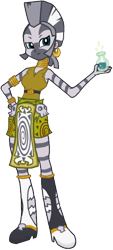 Size: 334x742 | Tagged: safe, artist:reyjjj, zecora, equestria girls, clothes, eqg promo pose set, equestria girls-ified, equestria girls: the parody series, loincloth, potion, simple background, skirt, tanktop, transparent background