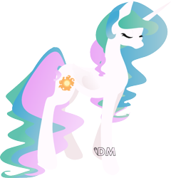 Size: 600x624 | Tagged: safe, artist:danie-me, princess celestia, alicorn, pony, eyes closed, simple background, solo