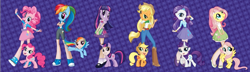 Size: 1300x373 | Tagged: safe, applejack, fluttershy, pinkie pie, rainbow dash, rarity, twilight sparkle, equestria girls, face swap, humanized