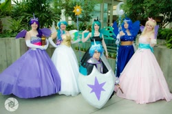 Size: 960x636 | Tagged: safe, artist:eli-cosplay, princess cadance, princess celestia, princess luna, shining armor, twilight sparkle, twilight sparkle (alicorn), alicorn, human, cosplay, irl, irl human, photo