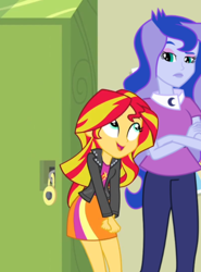 Size: 600x810 | Tagged: safe, edit, screencap, princess luna, sunset shimmer, vice principal luna, equestria girls, rainbow rocks, lunasun