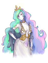 Size: 913x1207 | Tagged: safe, artist:nati789, princess celestia, human, clothes, dress, humanized, pixiv, pony coloring, solo