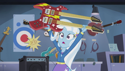 Size: 1280x720 | Tagged: safe, derpibooru import, screencap, trixie, equestria girls, guitar centered, rainbow rocks, guitar, solo