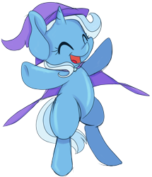 Size: 6875x7989 | Tagged: safe, artist:cutepencilcase, derpibooru import, trixie, pony, unicorn, absurd resolution, bipedal, cute, diatrixes, eyes closed, open mouth, simple background, smiling, solo, transparent background, underhoof, vector