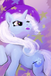 Size: 640x960 | Tagged: safe, artist:greygnu, derpibooru import, trixie, pony, unicorn, blue coat, female, horn, mare, solo, two toned mane