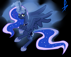 Size: 2159x1727 | Tagged: safe, artist:gluxar, princess luna, alicorn, pony, female, horn, mare, simple background, solo