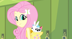 Size: 1904x1039 | Tagged: safe, angel bunny, fluttershy, bird, cat, equestria girls, equestria girls (movie)