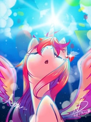 Size: 768x1024 | Tagged: safe, artist:nekosparker, princess cadance, alicorn, pony, crying, heart, magic, solo