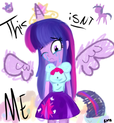 Size: 1024x1109 | Tagged: safe, artist:8-blit-poni, twilight sparkle, equestria girls, crying, drama, equestria girls drama, humanized, ponied up, sad, solo