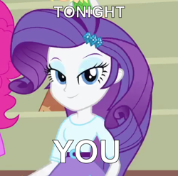 Size: 402x398 | Tagged: safe, rarity, equestria girls, equestria girls (movie), image macro, tonight you