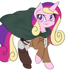 Size: 820x820 | Tagged: safe, princess cadance, alicorn, pony, ask-cadance, attack on titan, clothes, crossdressing, crossover, solo