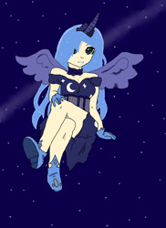 Size: 1700x2338 | Tagged: safe, artist:hk-sayaka, princess luna, human, horned humanization, humanized, solo, winged humanization