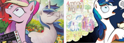 Size: 923x322 | Tagged: safe, idw, princess cadance, shining armor, alicorn, pony, unicorn, spoiler:comic, female, horn, male, mare, stallion