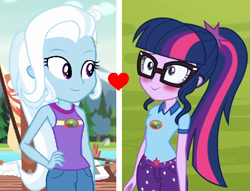 Size: 574x438 | Tagged: safe, derpibooru import, sci-twi, trixie, twilight sparkle, equestria girls, legend of everfree, female, lesbian, sci-twixie, shipping, twixie