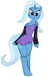 Size: 2400x3284 | Tagged: safe, artist:rayodragon, derpibooru import, trixie, anthro, clothes, dress, high res, smiling