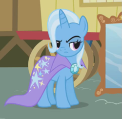 Size: 513x501 | Tagged: safe, derpibooru import, screencap, trixie, pony, unicorn, boast busters, cute, mirror, raised eyebrow, solo