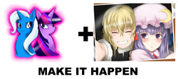 Size: 1500x671 | Tagged: safe, derpibooru import, trixie, twilight sparkle, exploitable meme, kirisame marisa, make it happen, meta, patchouli knowledge, touhou, twichouli