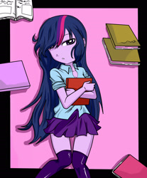 Size: 1900x2300 | Tagged: safe, artist:nekojackun, twilight sparkle, twilight sparkle (alicorn), alicorn, equestria girls, book, hair over one eye, solo, that pony sure does love books