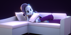 Size: 1020x500 | Tagged: safe, artist:creatorofpony, artist:derpie pie, artist:frankier77, rarity, equestria girls, 3d, bedroom eyes, blender, draw me like one of your french girls, sofa, solo