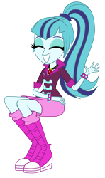 Size: 3000x5078 | Tagged: safe, artist:mixiepie, sonata dusk, equestria girls, rainbow rocks, cute, simple background, sitting, solo, sonatabetes, transparent background, vector, waving