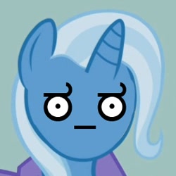 Size: 280x280 | Tagged: safe, derpibooru import, trixie, pony, unicorn, blue coat, female, horn, look of disapproval, mare, solo, two toned mane