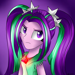 Size: 1024x1024 | Tagged: safe, artist:mcnettilegendary, aria blaze, equestria girls, rainbow rocks, frown, solo