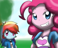 Size: 600x500 | Tagged: safe, artist:skywarriorskirby, pinkie pie, rainbow dash, equestria girls, clothes, duo female, female