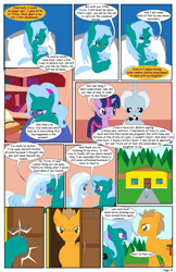 Size: 792x1224 | Tagged: safe, artist:dekomaru, derpibooru import, trixie, twilight sparkle, oc, oc:hazel lulamoon, oc:iniduoh, comic:the greatest gift, comic, glasses, lulamoon sonata