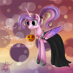 Size: 2000x2000 | Tagged: safe, artist:ogniva, princess cadance, alicorn, pony, clothes, costume, female, mare, mouth hold, solo