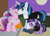 Size: 1040x748 | Tagged: safe, artist:dm29, princess cadance, shining armor, twilight sparkle, alicorn, pony, unicorn, candy, clothes, costume, female, filly, kissing, male, nightmare night, shiningcadance, shipping, straight, trick or treat, trio, witch