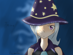 Size: 800x600 | Tagged: safe, artist:valiantrarity, derpibooru import, trixie, human, clothes, female, glowing eyes, humanized, solo