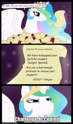 Size: 800x1360 | Tagged: safe, princess celestia, alicorn, pony, bad dudes, challenge accepted, comic, kidnapped, meme, solo