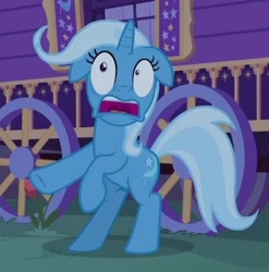 Size: 338x342 | Tagged: safe, derpibooru import, screencap, trixie, pony, unicorn, to where and back again, cropped, faic, floppy ears, panic, solo