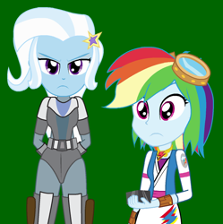 Size: 712x716 | Tagged: safe, artist:amante56, derpibooru import, rainbow dash, trixie, equestria girls, clothes, cosplay, costume