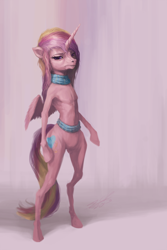 Size: 1100x1650 | Tagged: safe, artist:assasinmonkey, princess cadance, alicorn, anthro, pony, female, horn, solo