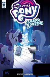 Size: 1054x1600 | Tagged: safe, artist:tonyfleecs, derpibooru import, idw, rarity, sapphire shores, trixie, pony, unicorn, spoiler:comic, spoiler:comicff37, cover, plot